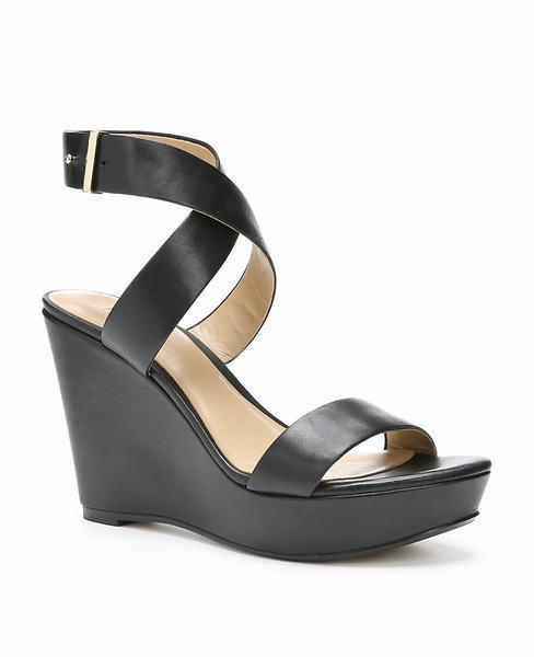 Ann Taylor Lena Strappy Leather Wedges, Black - Size 5