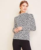 Ann Taylor Leopard Print Funnel Neck Sweater