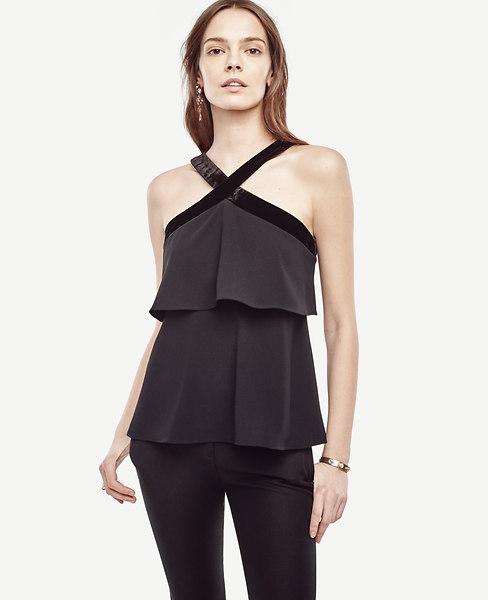 Ann Taylor Velvet Trim Halter Top