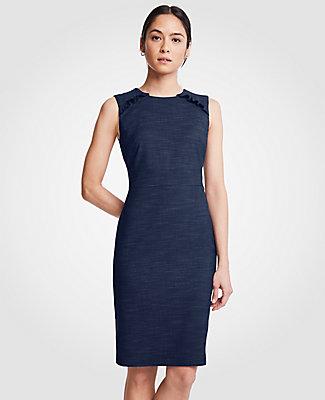 Ann Taylor Textured Ruffle Sheath Dress