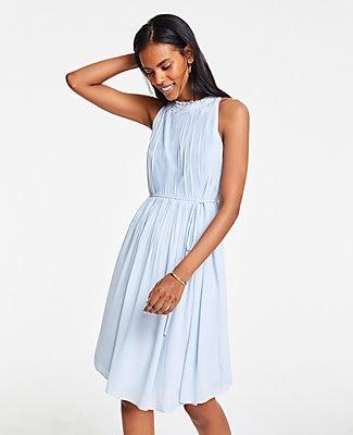 Ann Taylor Ruffle Pleated Sheath Dress