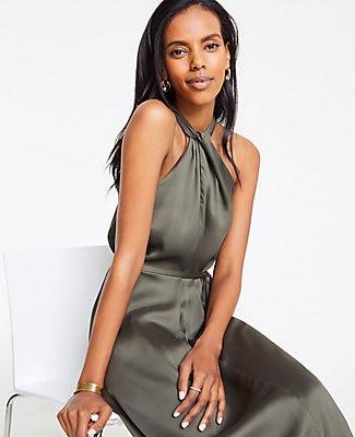 Ann Taylor Knotted Halter Maxi Dress