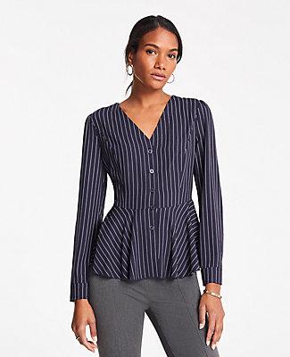 Ann Taylor Striped V-neck Blouse