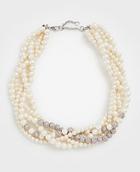 Ann Taylor Twisted Pearlized Pave Necklace
