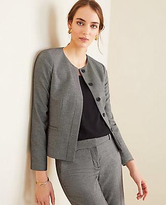 Ann Taylor The Crewneck Jacket In Birdseye