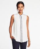 Ann Taylor Piped Button Down Shell