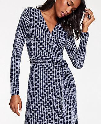 Ann Taylor Chain Link Matte Jersey Wrap Dress