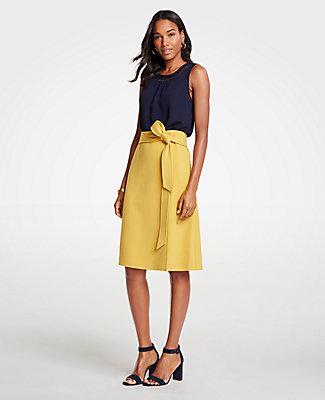 Ann Taylor Tie Waist Midi Wrap Skirt