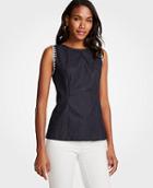 Ann Taylor Embroidered Denim Shell
