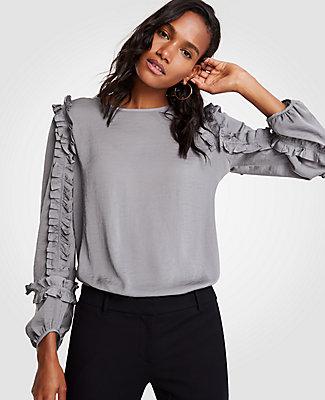 Ann Taylor Full Ruffle Sleeve Top