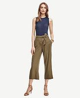 Ann Taylor Tie Waist Cropped Wide Leg Pants