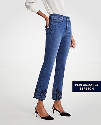 Ann Taylor Eyelet Flare Crop Jeans