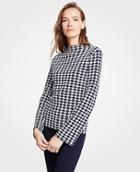Ann Taylor Houndstooth Mock Neck Sweater