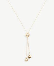 Ann Taylor Clover Pearlized Double Pendant Necklace