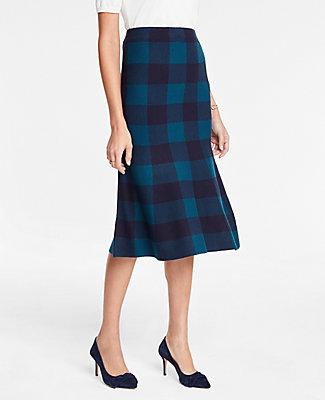Ann Taylor Plaid Trumpet Sweater Skirt