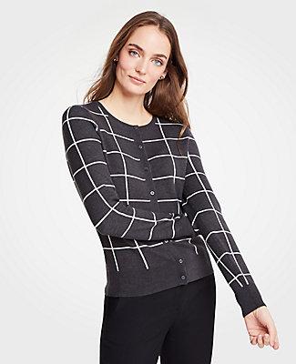 Ann Taylor Windowpane Ann Cardigan
