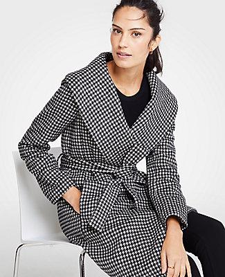 Ann Taylor Houndstooth Wrap Coat