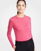 Ann Taylor Pearlized Shoulder Crew Neck Pullover