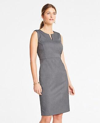 Ann Taylor Split Neck Sheath Dress In Sharkskin