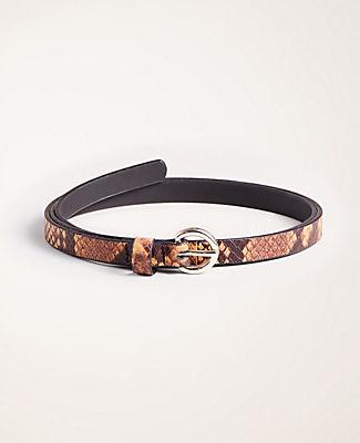 Ann Taylor Snake Print Skinny Leather Belt
