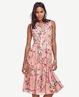 Ann Taylor Floral Pleated Midi Dress