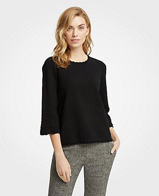 Ann Taylor Crochet Yoke Sweater