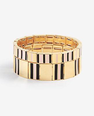 Ann Taylor Striped Enamel Stretch Bracelet Set