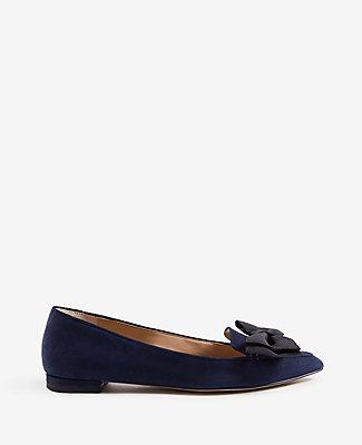 Ann Taylor Dana Suede Bow Flats