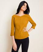 Ann Taylor Topstitched V-neck Top