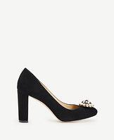 Ann Taylor Annelise Suede Stone Block Heel Pumps