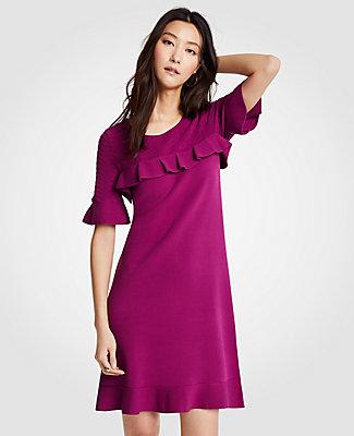 Ann Taylor Chevron Ruffle Sweater Dress