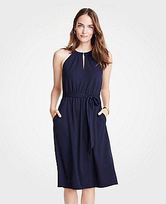 Ann Taylor Halter Tie Waist Flare Dress