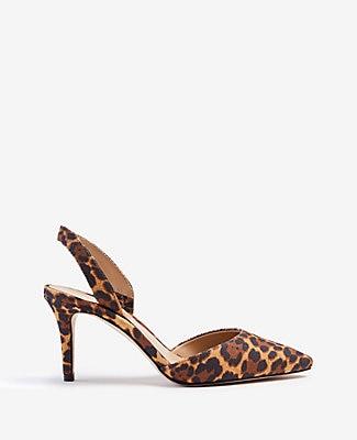 Ann Taylor Kerry Leopard Print Slingback Pumps