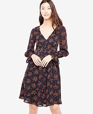 Ann Taylor Bouquet Smocked Cuff Dress