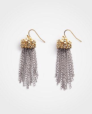 Ann Taylor Metal Flower Tassel Earrings