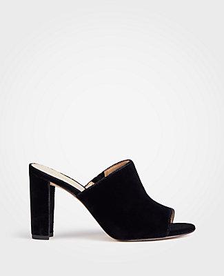 Ann Taylor Hayden Velvet Heeled Mules