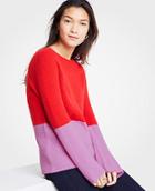 Ann Taylor Cashmere Colorblock Ribbed Crew Neck Sweater