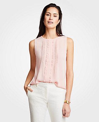Ann Taylor Pintuck Ruffle Shell