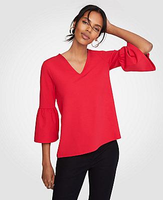 Ann Taylor Bell Sleeve V-neck Top