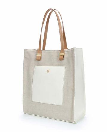 Ann Taylor Shimmer Canvas Tote, Warm Ecru - One Size