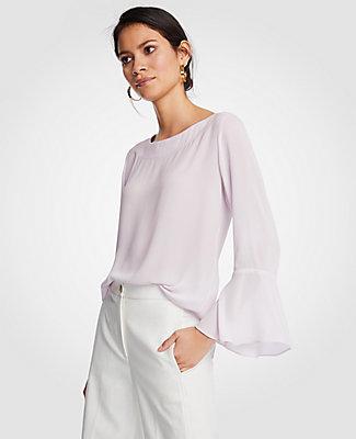 Ann Taylor Boatneck Flare Sleeve Blouse