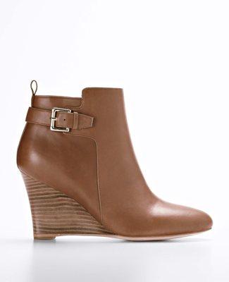 Carter Buckle Leather Wedge Booties