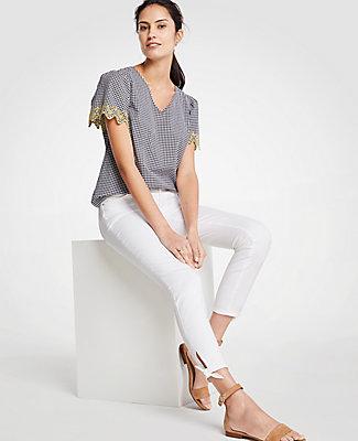 Ann Taylor Modern Ankle Tie Skinny Crop Jeans