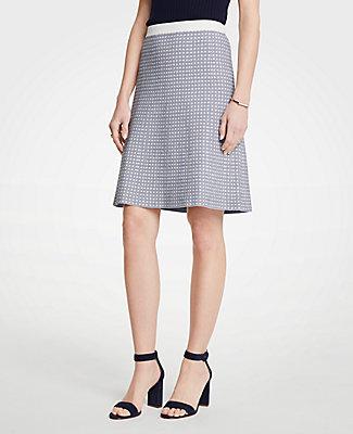 Ann Taylor Geo Jacquard Flare Skirt