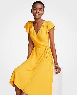 Ann Taylor Marigold Ruffle Wrap Dress