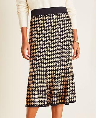 Ann Taylor Houndstooth Trumpet Sweater Skirt
