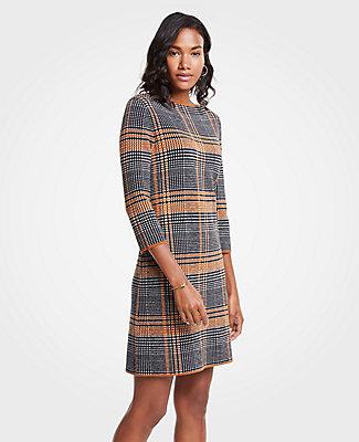 Ann Taylor Plaid Sweater Shift Dress