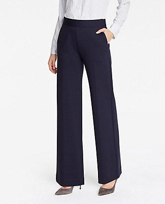 Ann Taylor Ponte Side Zip Wide Leg Pants