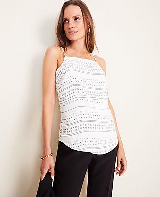 Ann Taylor Geo Striped Square Neck Cami