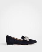 Ann Taylor Lennon Jeweled Bow Suede Loafers